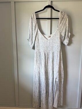 corset lace up midi dress abercrombie Abercrombie & Fitch A&F Corset Lace-Up Midi Dress Large Sage Green Side Slit NWT
